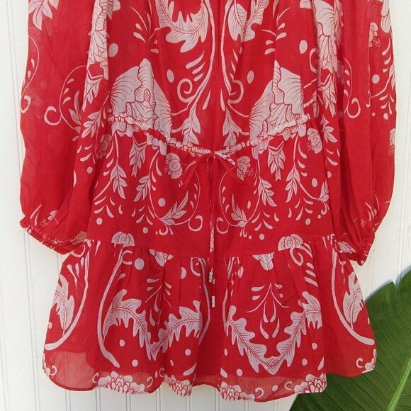 Alice McCall Without You Mini Dress Size 2 Red Scarlett Bloom Off Shoulder - Picture 8 of 12